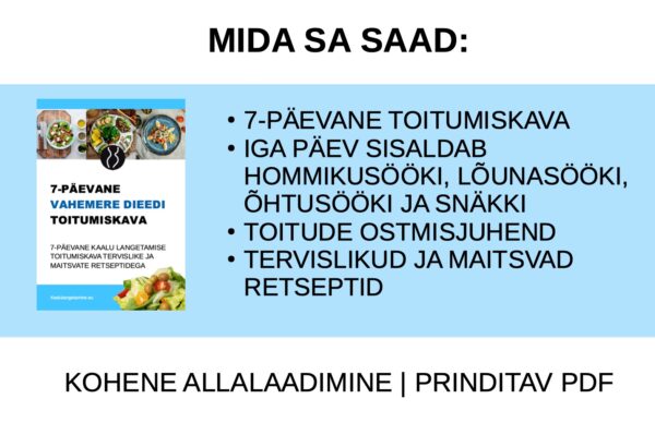 7-Päevane Vahemere Dieedi Kehakaalu Langetamise Toitumiskava (1200 kalorit) - Image 3